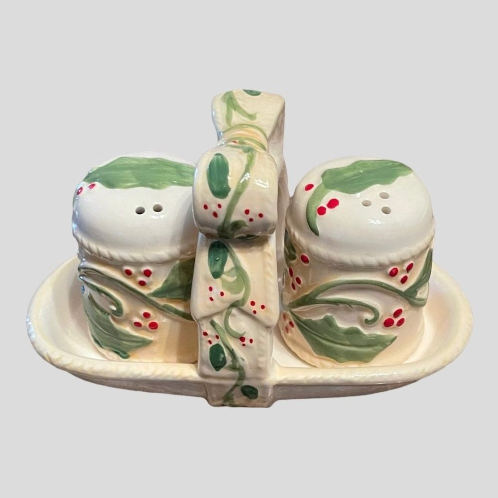 Young’s Elegant Holly Salt and Pepper With Rack 3-Piece Set